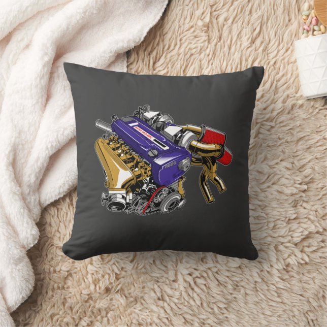 ANIME-FARBIERTE SECHZYLINDER-TURBO-MOTOR-DESIGN KISSEN (Decke)