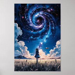 Anime-Galaxie-Nachtfeld-Wandkunst Poster