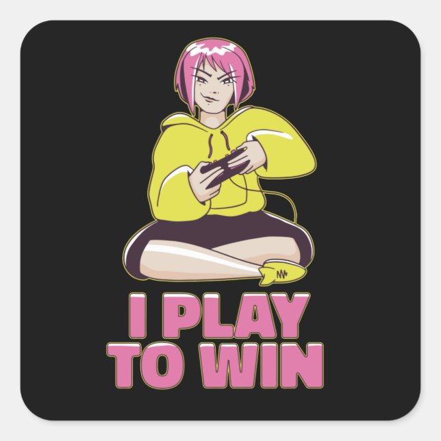 ANIME GAMER GIRL QUADRATISCHER AUFKLEBER (Vorderseite)