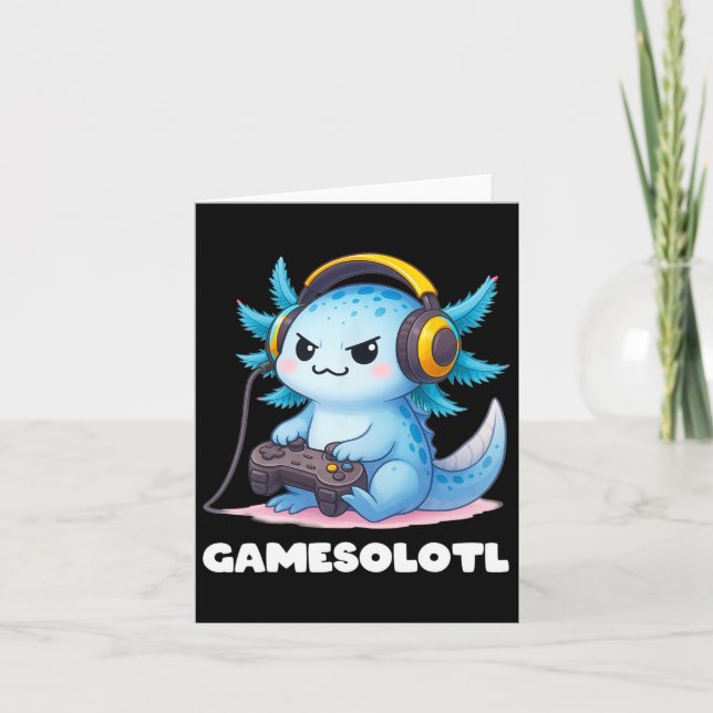 Anime Gamesolotl Axolotl Boys 10-12 Kid Gamer Gami Karte (Vorderseite)