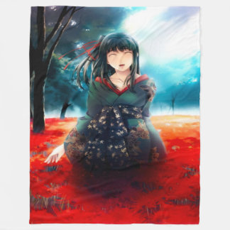 Anime-Geisha-Mädchen-Spritzpistolen-Kunst Fleecedecke