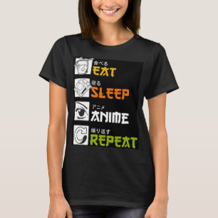 Anime-Geschenkidee für Cosplayer: Essen Schlafen A T-Shirt