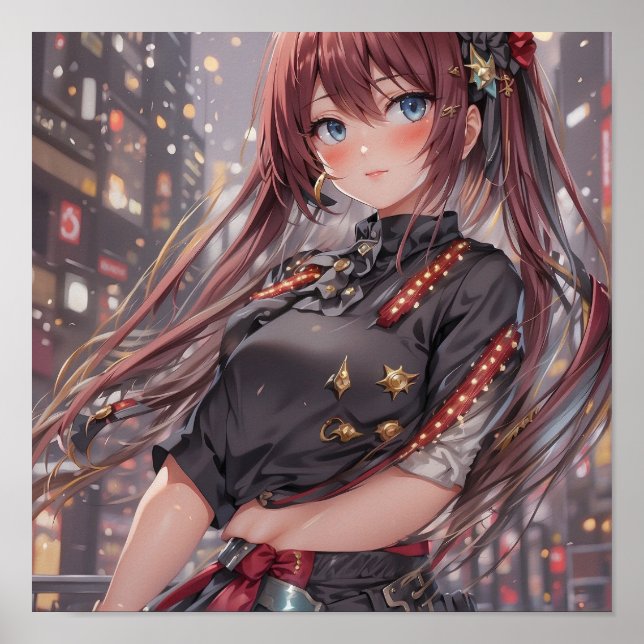 Anime Girl AI Generative Poster (Vorne)