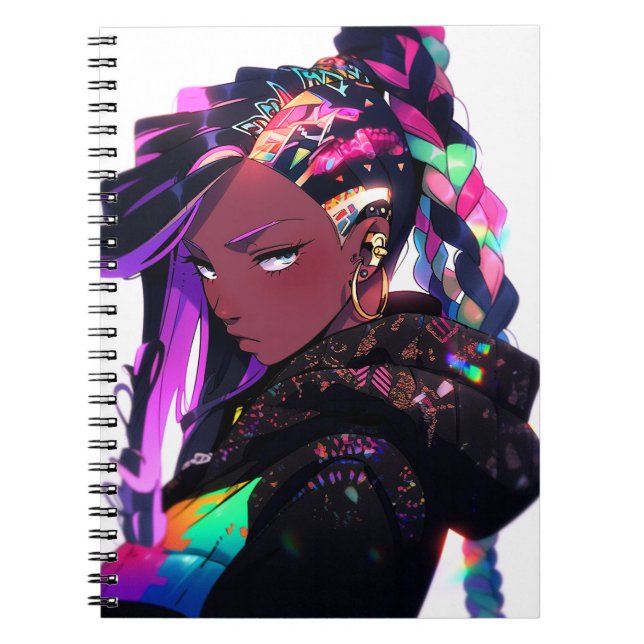 Anime Girl American Art Notizblock (Vorderseite)
