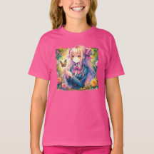 Anime Girl and Butterfly Wassercolor