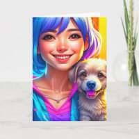 Anime Girl and Puppy Dog Personalisiert zum Geburt