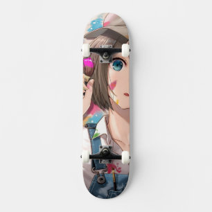 Anime Girl auf Skateboard, Anime Girl Skateboard, Skateboard