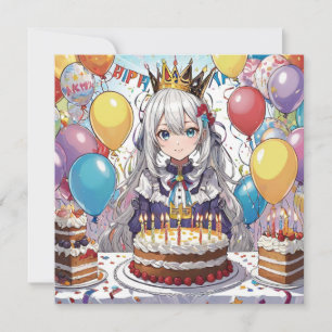 Anime girl B Geburtstagskarte