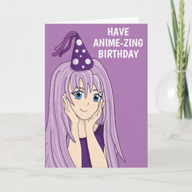 Anime Girl Birthday Card Karte (Vorderseite)