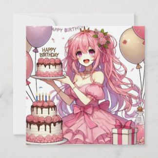 Anime girl birthday Personalize Custom Invitation Einladung