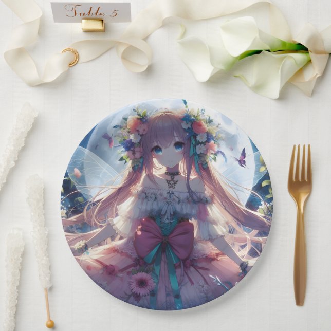 Anime Girl Blume Moon Fairy Pappteller (Hochzeit)