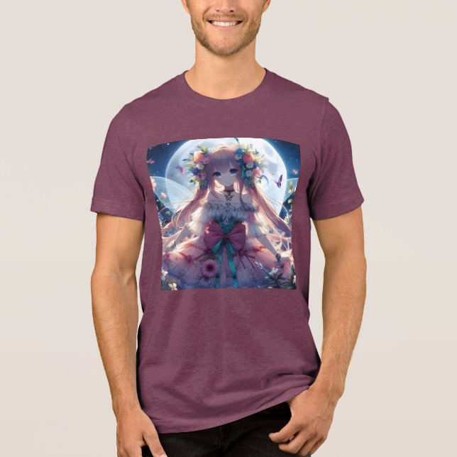Anime Girl Blume Moon Fairy Tri-Blend Shirt (Vorderseite)