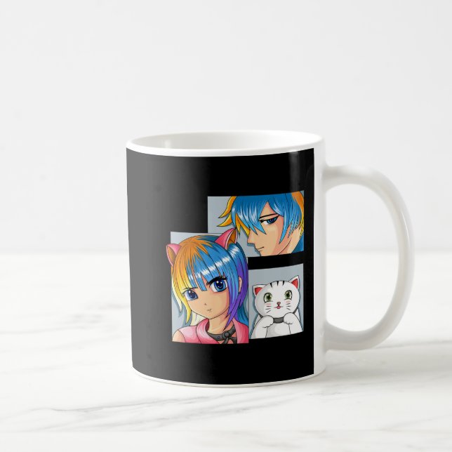 Anime Girl Cat Otaku Anime Merch Kawaii Stuff Kaffeetasse (Rechts)