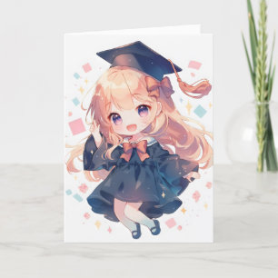 Anime Girl Chibi Abschluss School Feiertagskarte