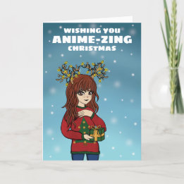 Anime Girl Christmas Feiertagskarte