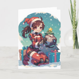 Anime Girl Christmas Sci-Fi Feiertagskarte