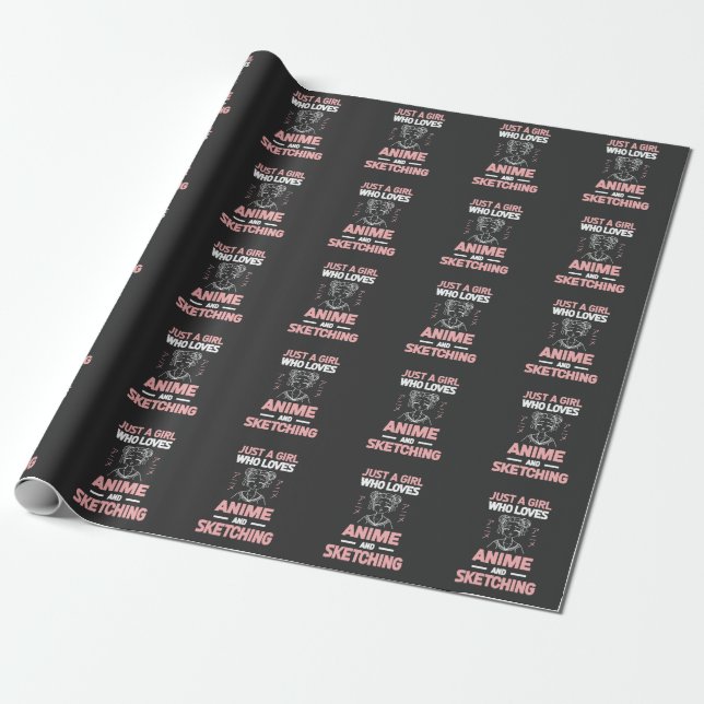 Anime Girl Cosplay Teen Manga Sketch Geschenkpapier (Ungerollt)