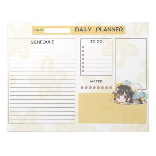 Anime Girl Daily Planer Notepad Notizblock (Vorderseite)