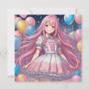 Anime Girl doux 16 anniversaire Invitation