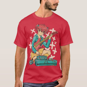 Anime Girl Electric Guitar Niedlich Kawaii Japanis T-Shirt
