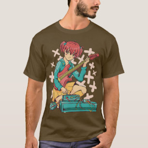 Anime Girl Electric Guitar Niedlich Kawaii Japanis T-Shirt