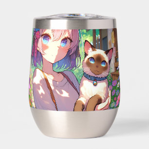 Anime Girl et chat siamois Personnalisé
