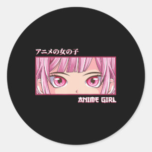 Anime Girl Eyes Japanisch Japan Kunstästhesie Anim Runder Aufkleber