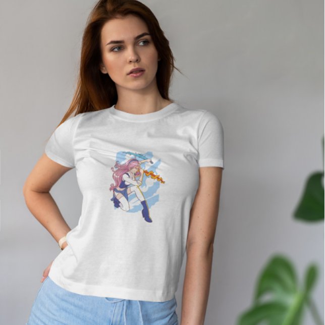 Anime Girl Fire and Water Schwerter T-Shirt (Von Creator hochgeladen)