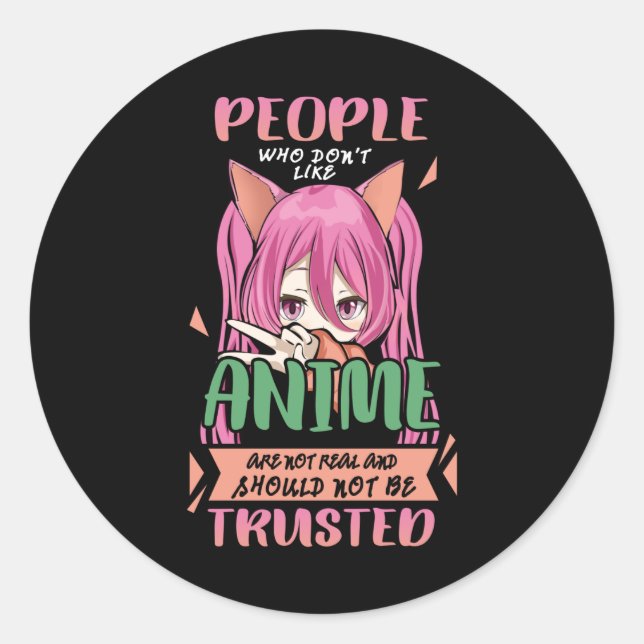 Anime Girl Funny Sprichwort Otaku Manga Runder Aufkleber (Vorderseite)