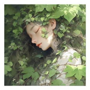Anime Girl Green Sleep Fotodruck