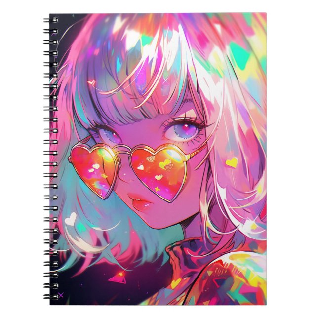 Anime Girl Hearts Notizblock (Vorderseite)