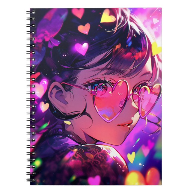 Anime Girl Hearts Notizblock (Vorderseite)