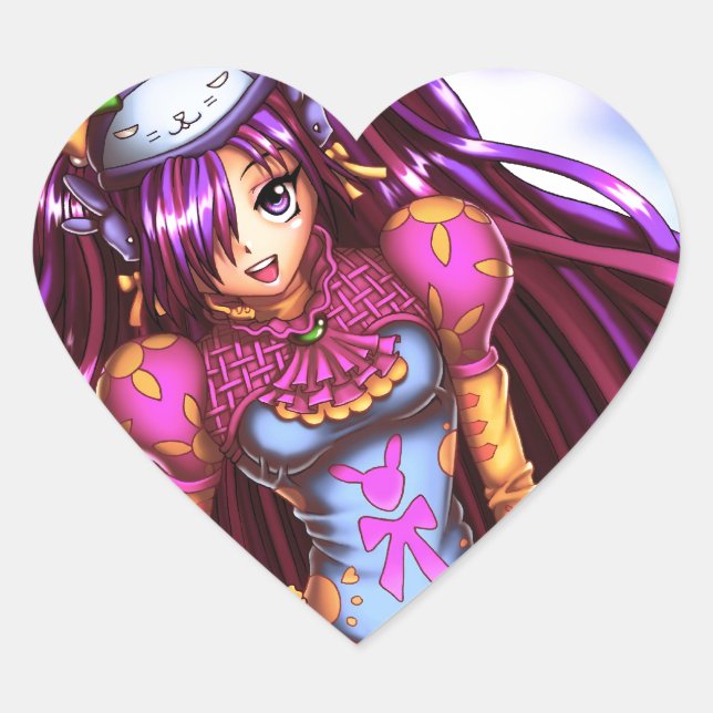 Anime Girl Herz-Aufkleber (Vorderseite)