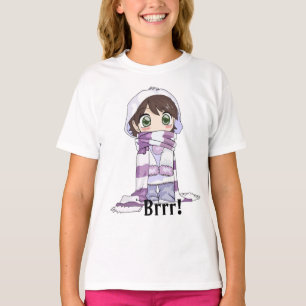 Anime Girl ist im Winter-Geber-T - Shirt aufgewühl