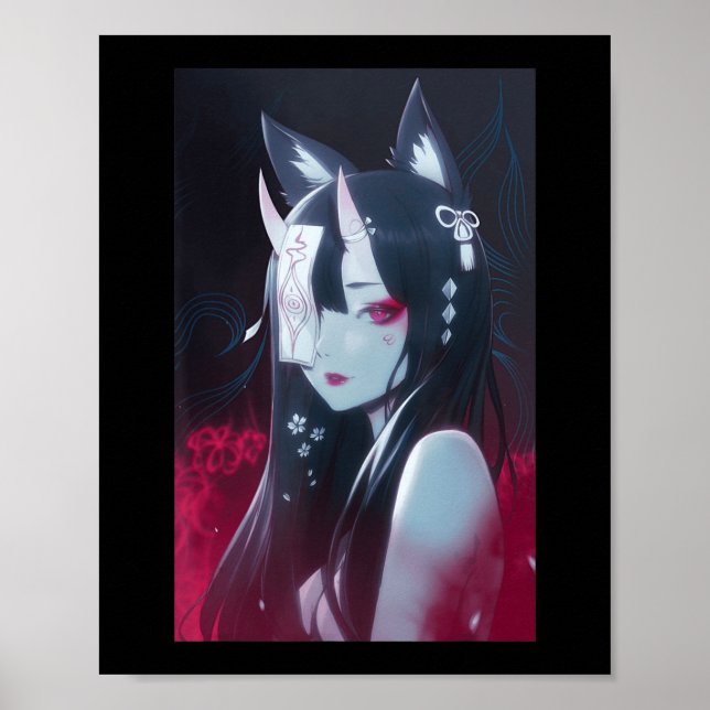 Anime Girl Kawaii Waifu Ästhetik Japanisch Manga O Poster (Vorne)