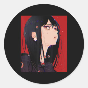 Anime Girl Kawaii Waifu Ästhetik Japanisch Manga O Runder Aufkleber