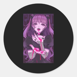 Anime Girl Kawaii Waifu Ästhetik Japanisch Otaku 8 Runder Aufkleber