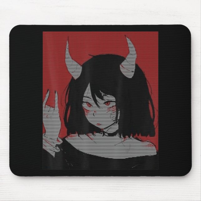 Anime Girl Kawaii Waifu Ästhetisch Japanisch Otaku Mousepad (Vorne)