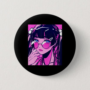 Anime Girl Kawaii Waifu Pink Ästhetik Japanischer  Button
