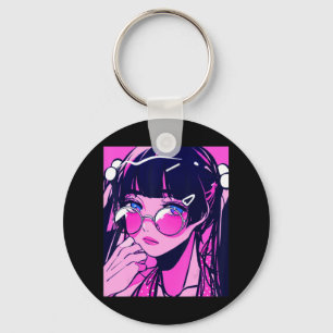 Anime Girl Kawaii Waifu Pink Ästhetik Japanischer  Schlüsselanhänger