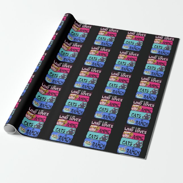 Anime Girl Lieben Cats Ramen Lover Otaku Japan Fan Geschenkpapier (Ungerollt)