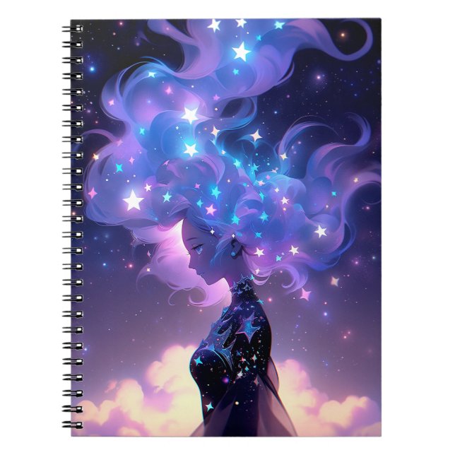Anime Girl Made of Stars Notizblock (Vorderseite)