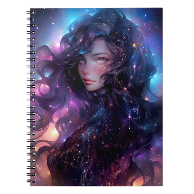 Anime Girl Made of Stars Notizblock (Vorderseite)