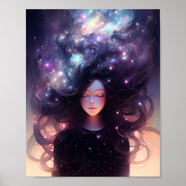 Anime Girl Made of Stars Poster (Vorne)