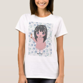 Anime Girl mit Blume T-Shirt