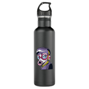 Anime Girl mit Brille Edelstahlflasche
