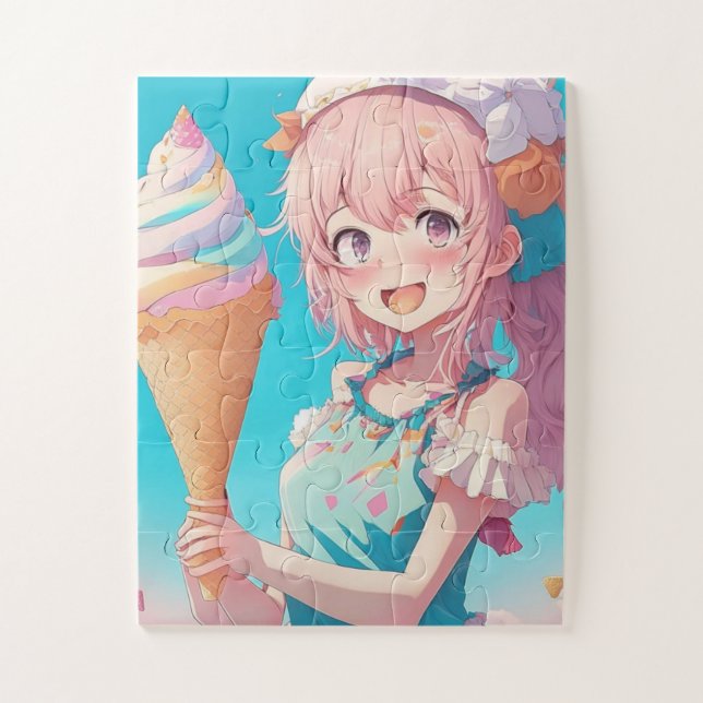 Anime Girl mit Cupcake Whimsical (Vertikal)