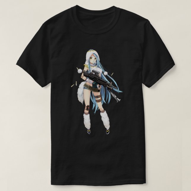 Anime Girl mit Gun T-Shirt (Design vorne)
