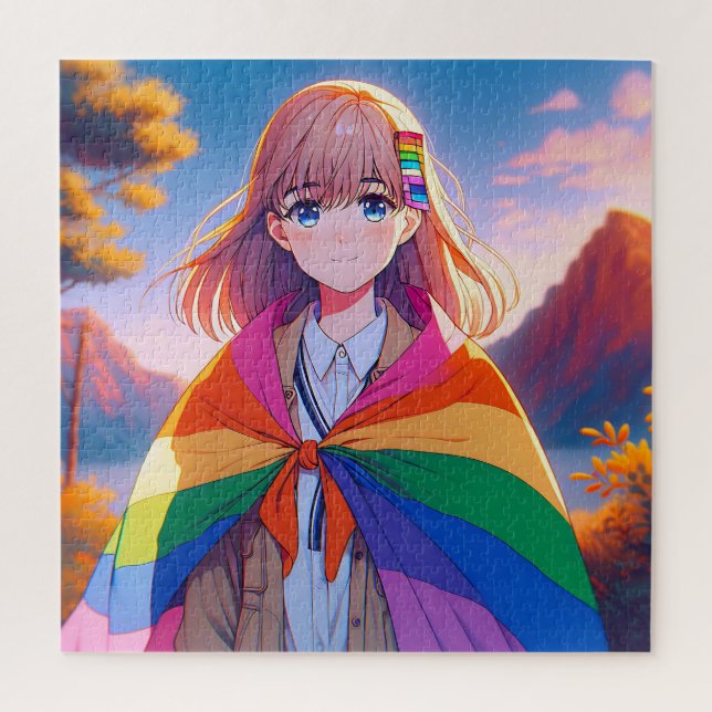 Anime Girl mit LGBTQIA+ Cape (Vertikal)