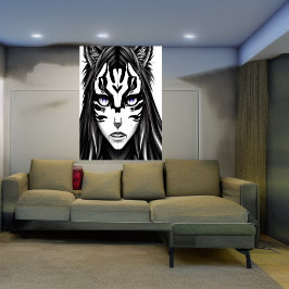 Anime-Girl mit lila Augen | AI Art Poster